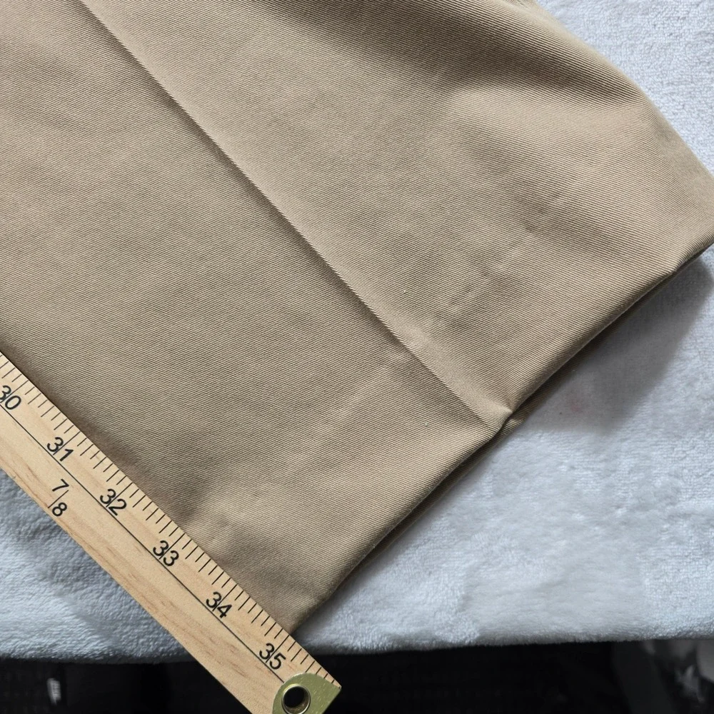 LL Bean Dress‎ Chino Pants Mens 36x35 Dark Khaki Tan Pleated Casual NEW